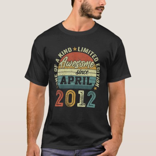 Awesome Since April 2012 10 Years Old 10Th Birthda T_Shirt