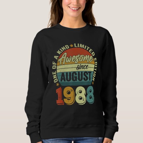 Awesome Since August 1988 34 Years Old 34th Birthd Sweatshirt
