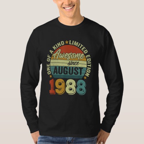 Awesome Since August 1988 34 Years Old 34th Birthd T_Shirt
