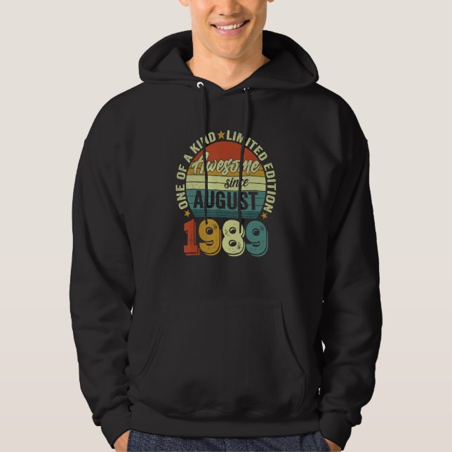 Awesome Since August 1989 33 Years Old 33rd Birthd Hoodie (Front)