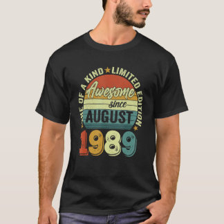 Awesome Since August 1989 33 Years Old 33rd Birthd T-Shirt