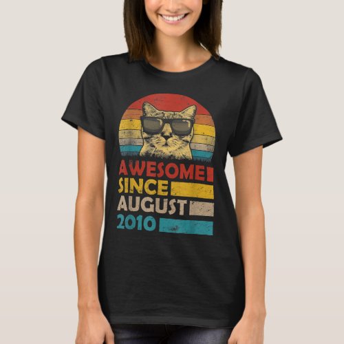 Awesome Since August 2010 9th Birthday Gift Cat T_Shirt