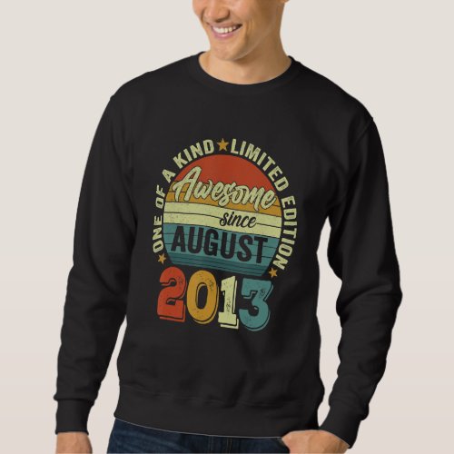 Awesome Since August 2013 9 Years Old 9th Birthday Sweatshirt