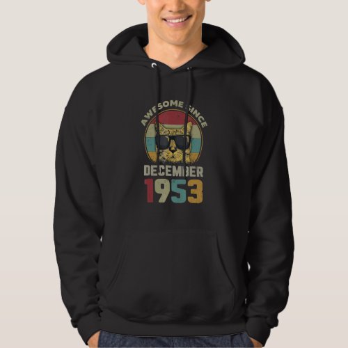 Awesome Since December 1953 69th Birthday  Cat Hoodie