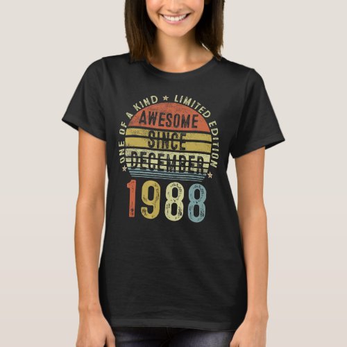 Awesome Since December 1988 34 Years Old 34th Birt T_Shirt