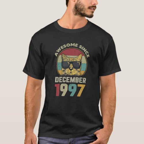 Awesome Since December 1997 25nd Birthday Cat T_Shirt