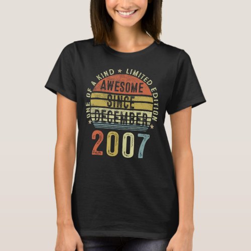 Awesome Since December 2007 15 Years Old 15th Birt T_Shirt