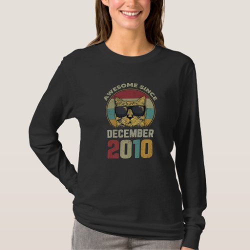 Awesome Since December 2010 12nd Birthday Cat T_Shirt