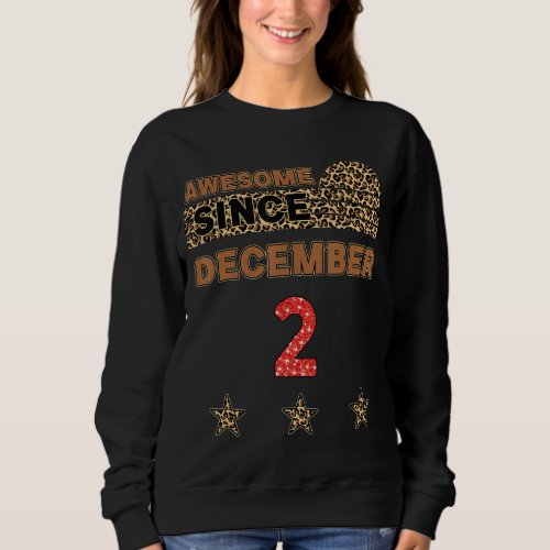 Awesome since December 2nd Leopard Print Vintage B Sweatshirt