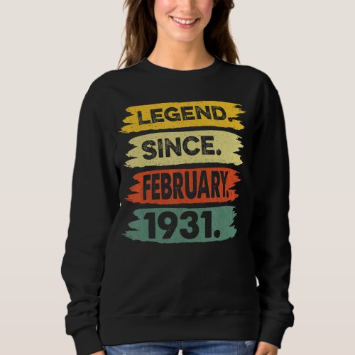 Awesome Since February 1931 92nd Birthday Gift 92  Sweatshirt