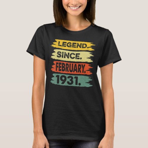 Awesome Since February 1931 92nd Birthday Gift 92  T_Shirt