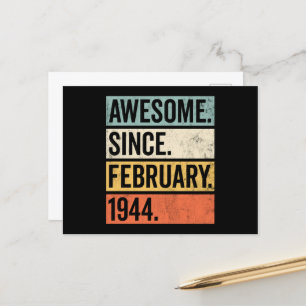 Awesome Since February 1944 Birthday Postcard