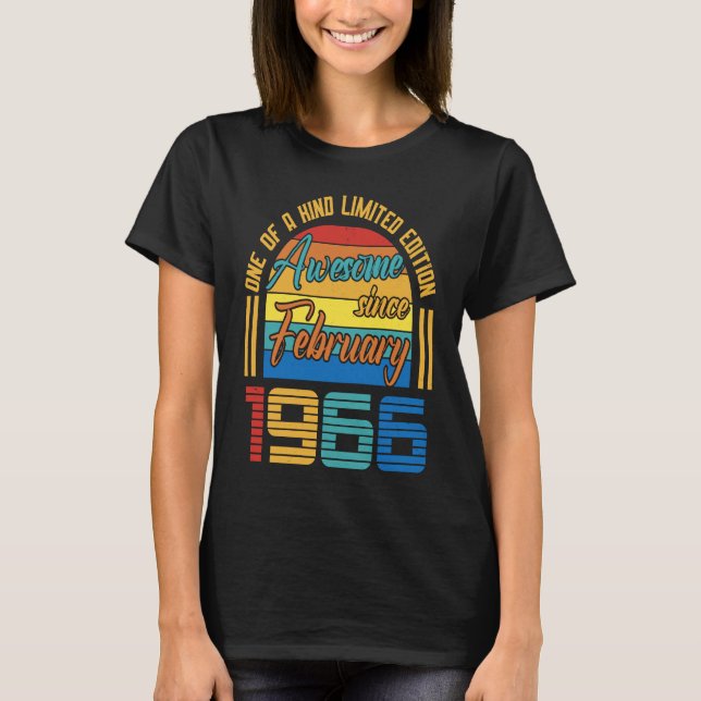 Awesome Since February 1966 57 Years Old 57th Birt T-Shirt (Front)