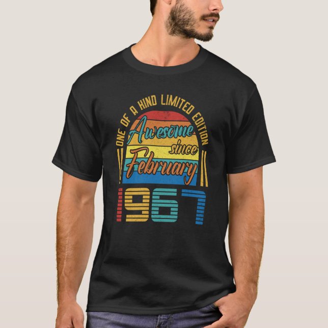Awesome Since February 1967 56 Years Old 56th Birt T-Shirt (Front)