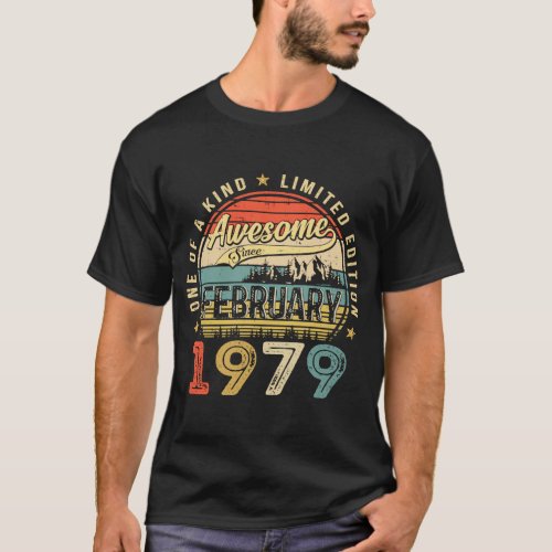 Awesome Since February 1979 44 Years Old 44th Birt T_Shirt