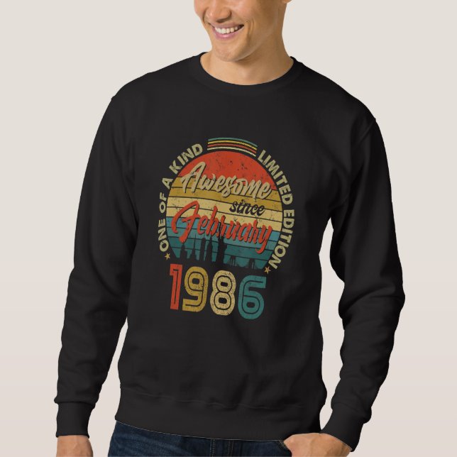 Awesome Since February 1986 Vintage 36th Birthday Sweatshirt (Front)