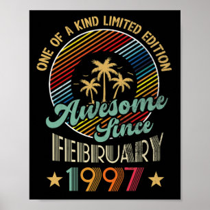 Awesome Since February 1997 25th Birthday Vintage Poster