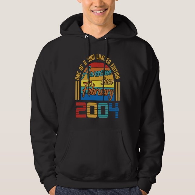 Awesome Since February 2004 19 Years Old 19th Birt Hoodie (Front)