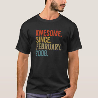 Awesome Since February 2008 14Th Birthday Vintage T-Shirt