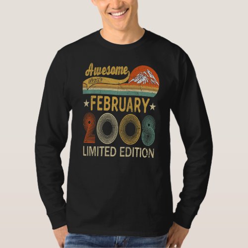 Awesome Since February 2008 15 Years Old 15th Birt T_Shirt