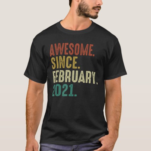 Awesome Since February 2021 2 Years Old 2nd Birthd T_Shirt