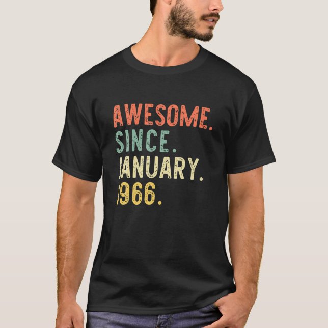 Awesome Since January 1966 55Th Gift Birthday 55 Y T-Shirt (Front)