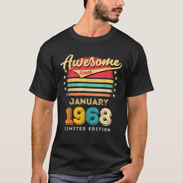 Awesome Since January 1968 Birthday T-Shirt (Front)