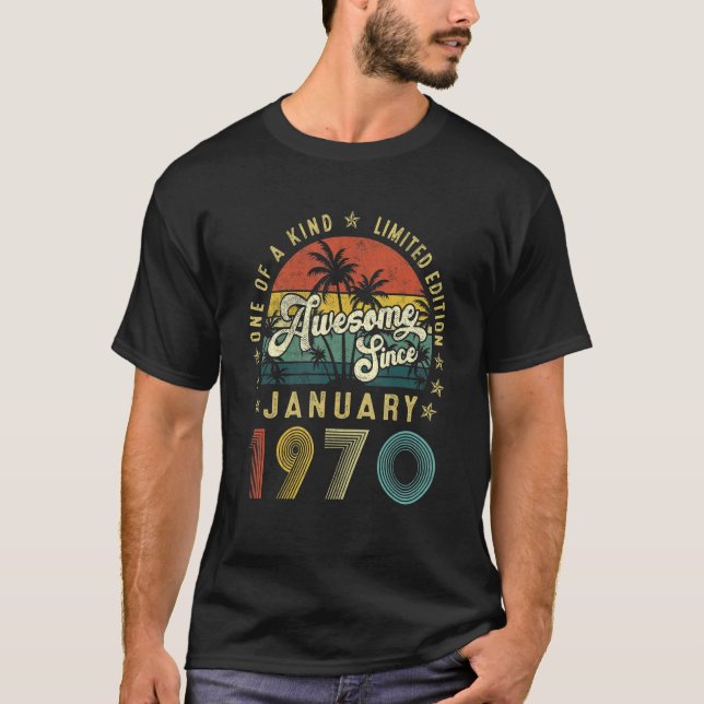 Awesome Since January 1970 53 Years Old 53rd Birth T-Shirt (Front)