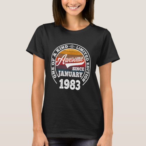 Awesome Since January 1983 40th Birthday 40 Years  T_Shirt