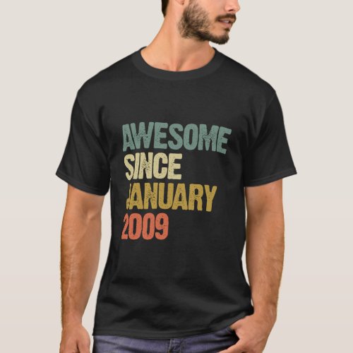 Awesome Since January 2009 10 Years Old 10Th Birth T_Shirt