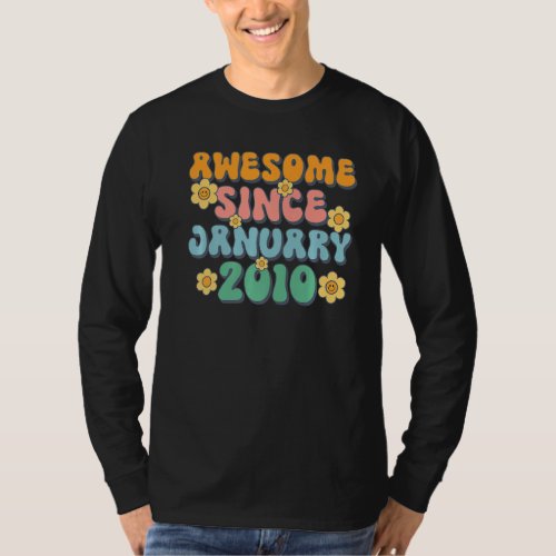 Awesome Since January 2010 13th Birthday Groovy Re T_Shirt