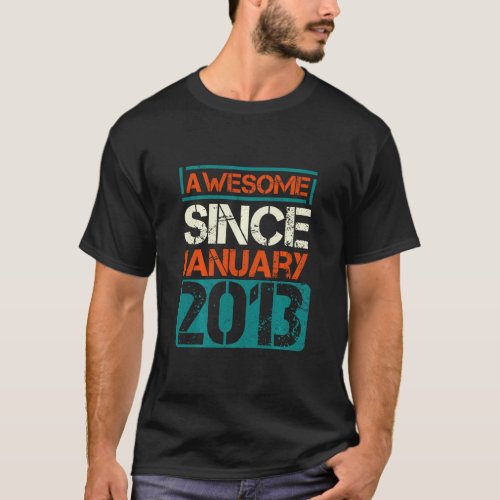 Awesome Since January 2013 Shirt 9th 9 Years Boys