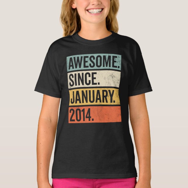 Awesome Since January 2014 Birthday T-Shirt (Front)