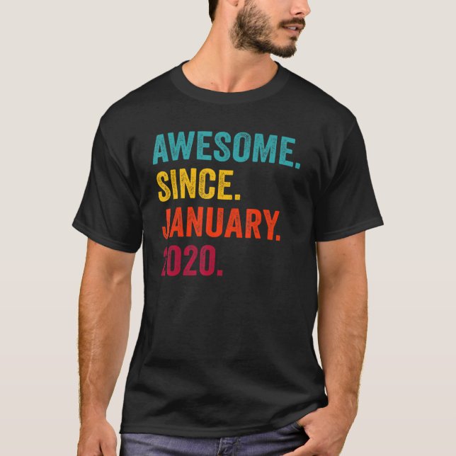 Awesome Since January 2020 3rd Birthday  3 Year Ol T-Shirt (Front)