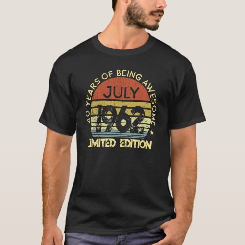 Awesome Since July 1962 Vintage 60th Birthday 4 T_Shirt