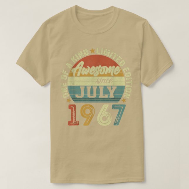Awesome Since July 1967 55 Years Old 55th Birthday T-Shirt (Design Front)