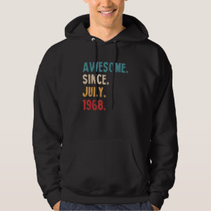 Awesome Since July 1968 Vintage 54th Birthday Hoodie
