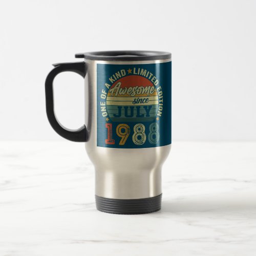 Awesome Since July 1988 34 Years Old 34th Travel Mug