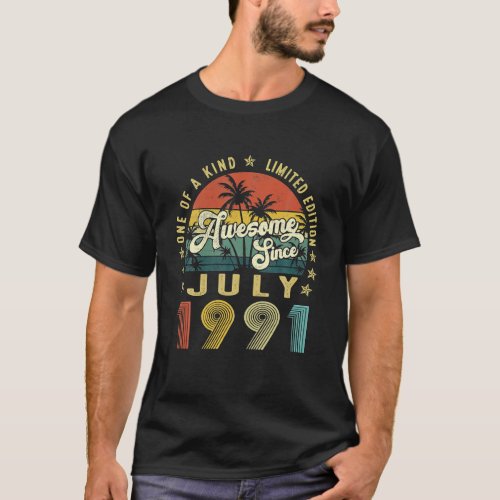 Awesome Since July 1991 32 Years Old 32nd Birthday T_Shirt