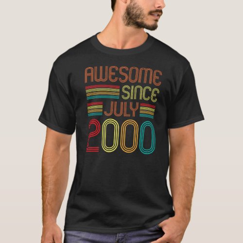 Awesome Since July 2000 Vintage 22nd Birthday 22 Y T_Shirt