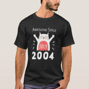 Awesome Since July 2004 18th Birthday Cat T-Shirt
