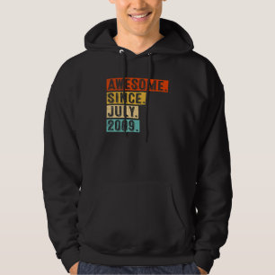Awesome Since July 2009 Vintage 13th Birthday Hoodie
