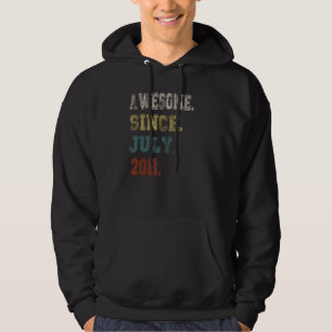 Awesome Since July 2011 11 Years Old 11th Birthday Hoodie