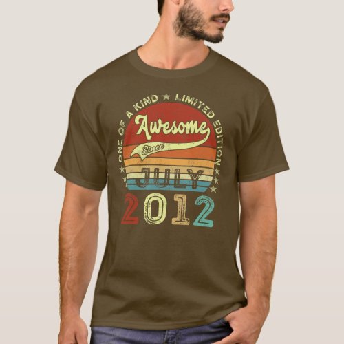Awesome Since July 2012 10th Birthday 10 Year Old T_Shirt