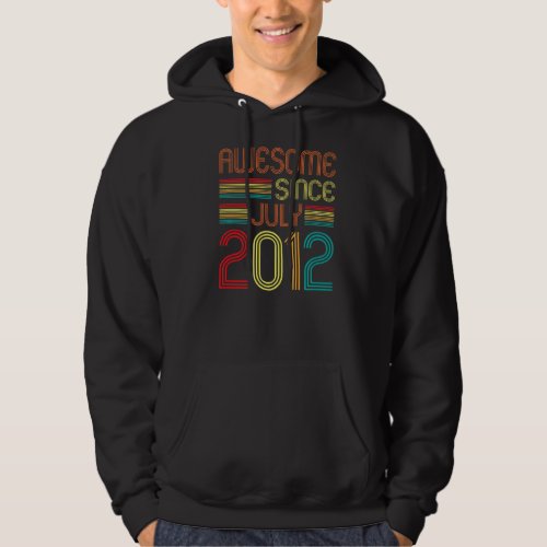 Awesome Since July 2012 Vintage 10th Birthday 10ye Hoodie