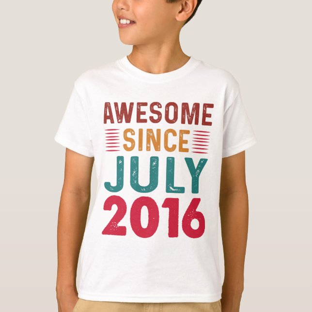 Awesome Since July 2016 Vintage Birthday T-Shirt (Front)
