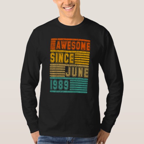 Awesome Since June 1989 Vintage 33th Men And Women T_Shirt