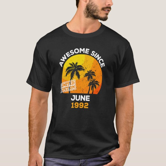 Awesome Since June 1992 Retro Men & Women Birthday T-Shirt (Front)