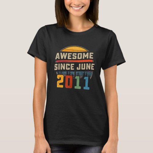 Awesome Since June 2011 11th Birthday  11 Years Ol T_Shirt