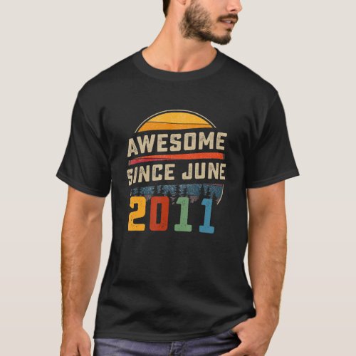 Awesome Since June 2011 11th Birthday  11 Years Ol T_Shirt